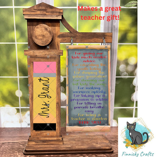 2 Piece Customizable Teacher Appreciation Sign, Pencil, 6 crayon colors, Sublimation, Digital, PNG, Design, Download, Interchangeable