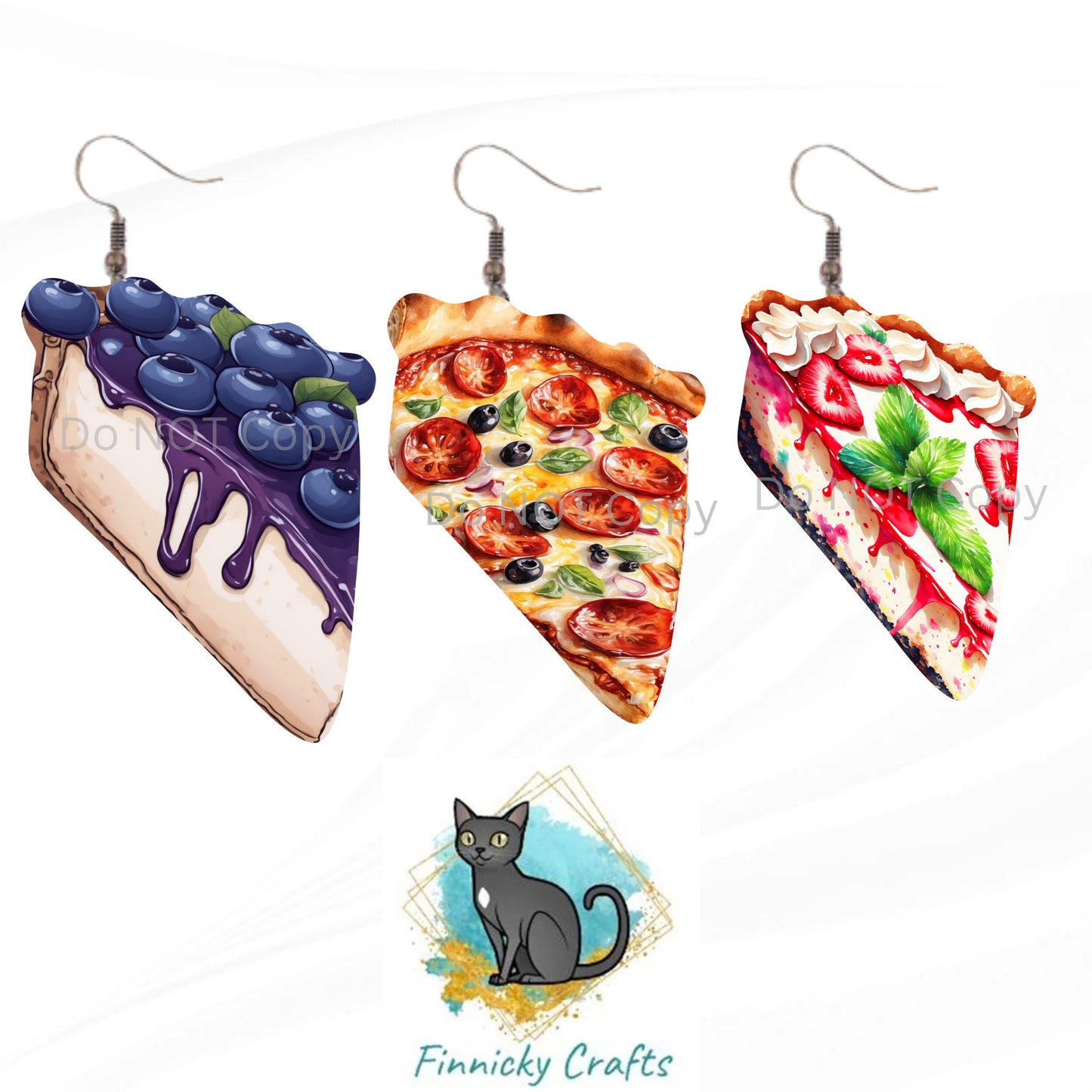 Pie Slice Bundle, Cheesecake, Blueberry Pie, Pizza Slice, Earrings, Sublimation, Digital, PNG, Design, Download