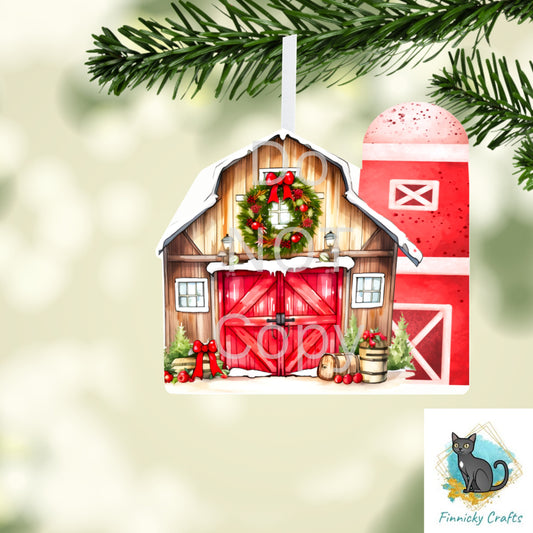 Barn Silo, Christmas, Winter, PNG, Design, Download, Door Sign, Ornament, Sublimation, Acrylic, MDF, DTF, earrings, sign.