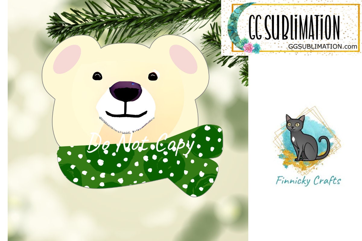 Polar Bear with Festive Scarf Christmas Ornament png