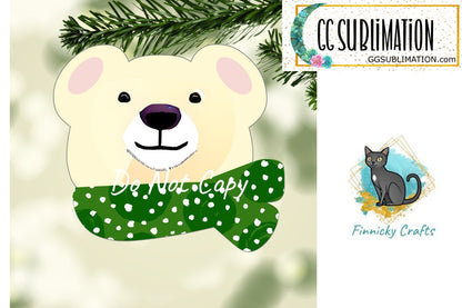 Polar Bear with Festive Scarf Christmas Ornament png