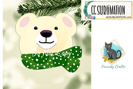 Polar Bear with Festive Scarf Christmas Ornament png