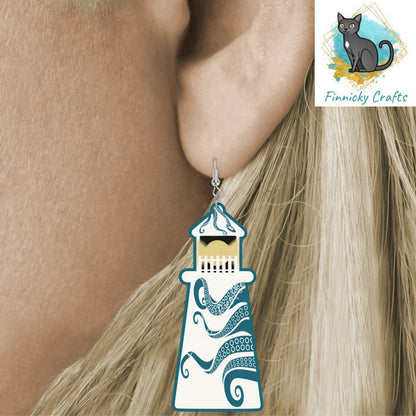 Kraken Lighthouse Sign, Octopus, Nightlight, Keychain, Earrings, Sublimation, Digital, PNG, Design, Download, Acrylic, MDF