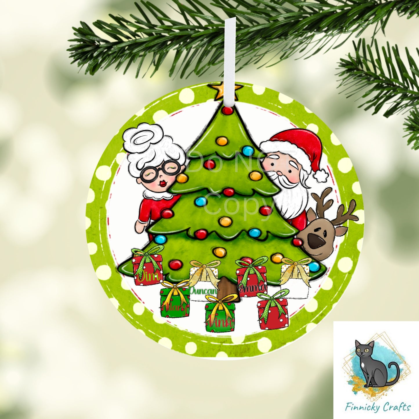 Customizable Christmas Ornament, Round Sign PNG, Digital Download for Sublimation, Door Sign, Earrings, Badge Reels, Night Light
