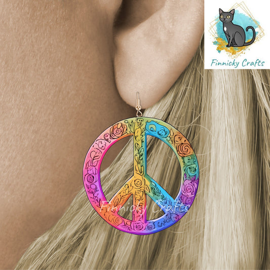 Multicolor Peace Symbol png - Sublimation Designs - Round Acrylic - Suncatcher - Home Decor - Night Light - Earrings