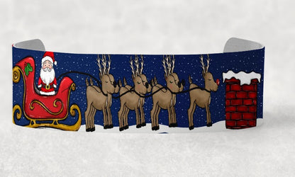 Santa & Reindeer on a Rooftop , Bracelet Cuff Sublimation Designs - Small, Medium, Large PNG files - Winter - Christmas