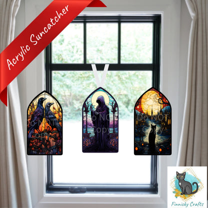 Halloween Stained Glass, Church Window, Sign, Sublimation, Digital, PNG, Design, MDF, Acrylic, Nightlight, Earrings, Suncatchers