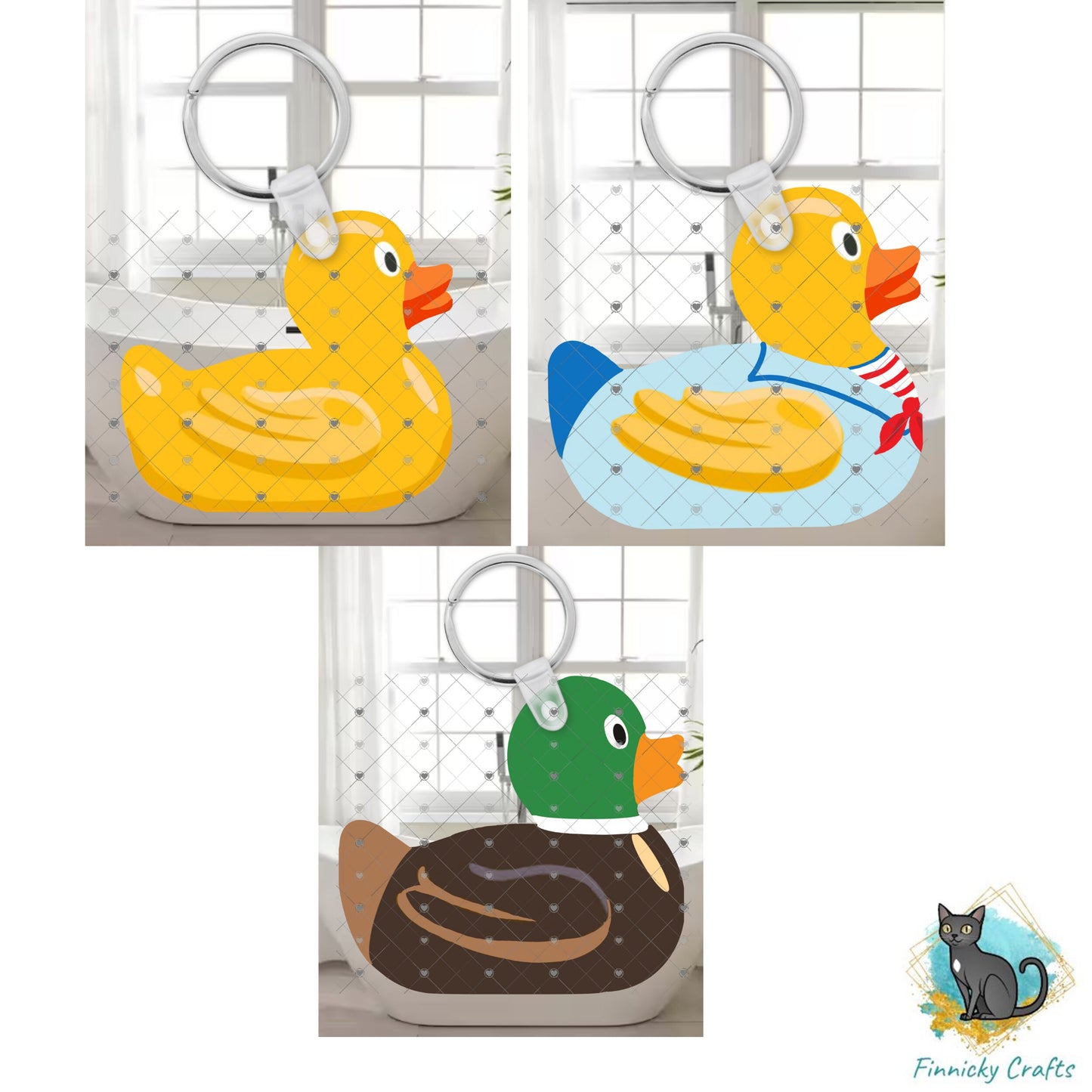 Rubber Ducky, Sailor Ducky, Mallard Ducky Keychains, Sublimation, Digital, PNG, DTF, Design, Download Only