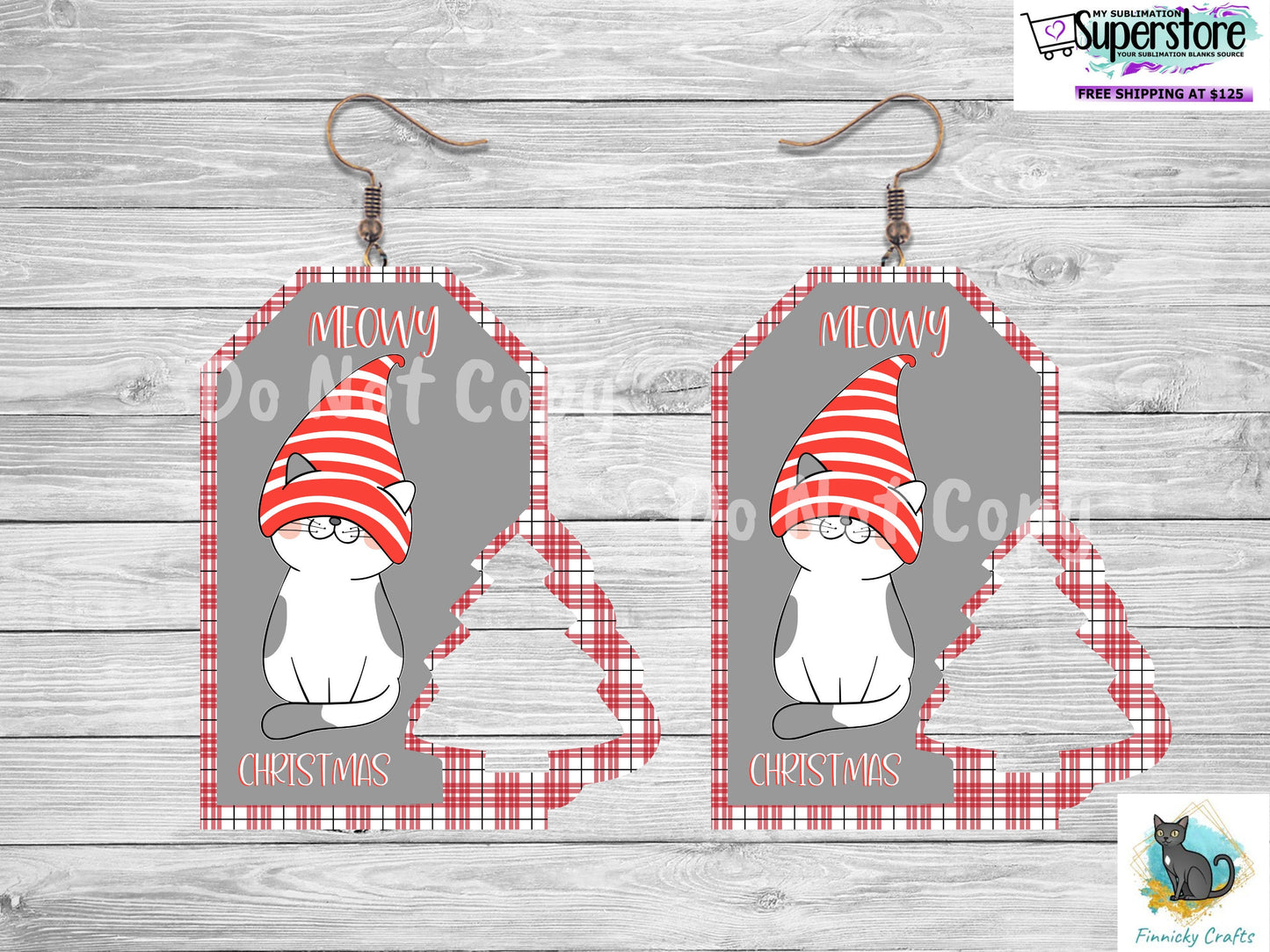 Meowy Christmas Tag with Tree Christmas Design png