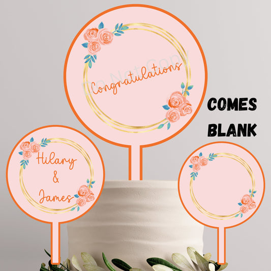 Cake Topper Bundle Sublimation Design, Customizable Cake Topper, Round, Fancy, Cake Topper Design, Wedding, Birthday