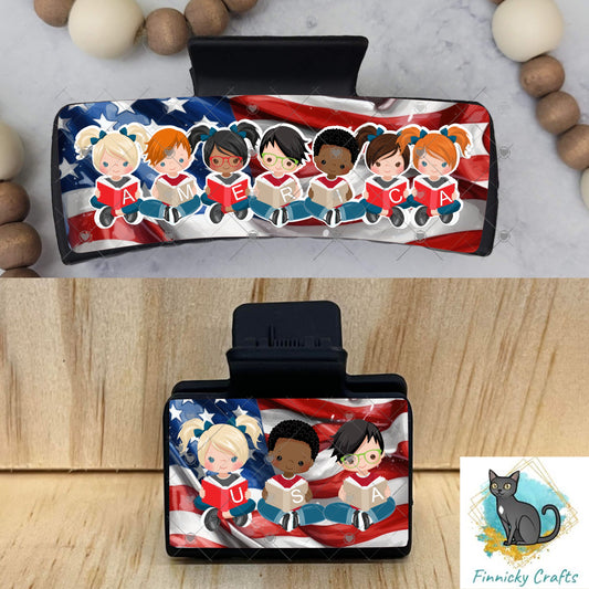 Reading, America, Kids, Diversity, Large hair clip, small hair clip, sublimation, png
