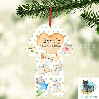 Customizable/Personalizable Baby's First Christmas Ornament png - Birth Announcement png
