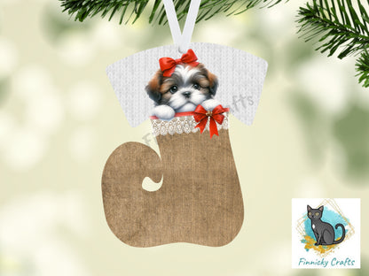 Swirl Stocking Design, Burlap, Peeking Dogs, Christmas, Sublimation, Digital Design, PNG, Earring, Ornament