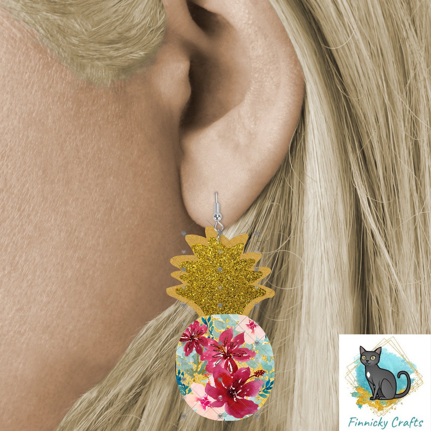 Pineapple Shape png - Floral - Glitter Look - Sublimation Designs - Wall Hanger - Earring Png - T-shirts - Pillows - Digital Design Download