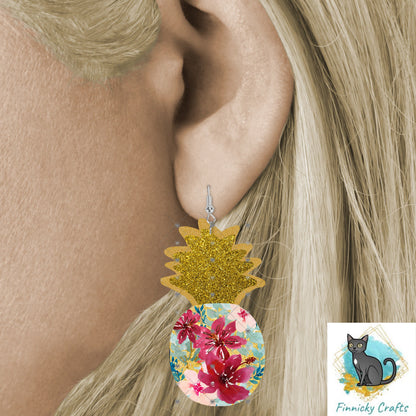Pineapple Shape png - Floral - Glitter Look - Sublimation Designs - Wall Hanger - Earring Png - T-shirts - Pillows - Digital Design Download