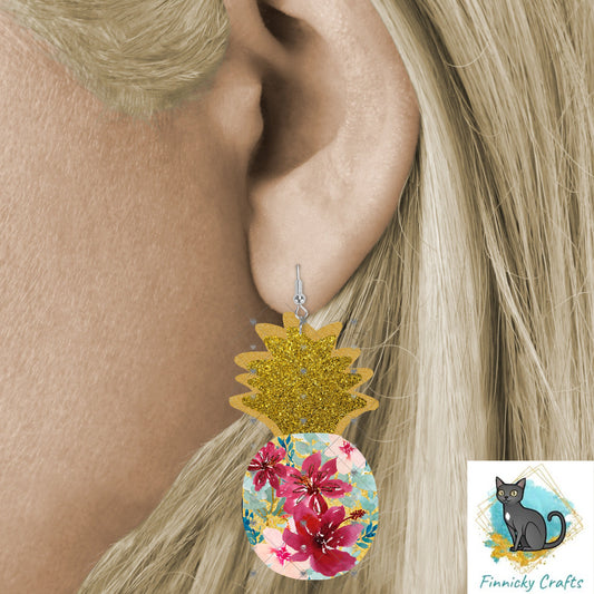 Pineapple Shape png - Floral - Glitter Look - Sublimation Designs - Wall Hanger - Earring Png - T-shirts - Pillows - Digital Design Download