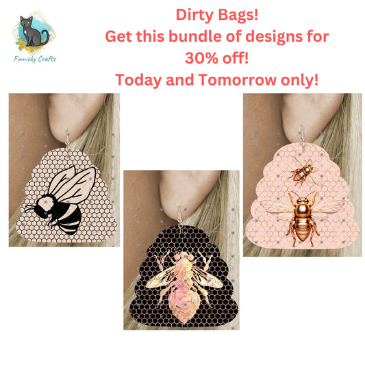 Beehive Shape Earrings Bundle, Rose Gold Bees, PNG File For Sublimation Design, Digital Download, Sign , Keychain / Badge Reel Sublimation