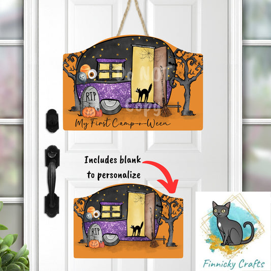Customizable Rounded plaque, Halloween, Camper, Sublimation Design, Download Only, Ornament, Decoration, Sign