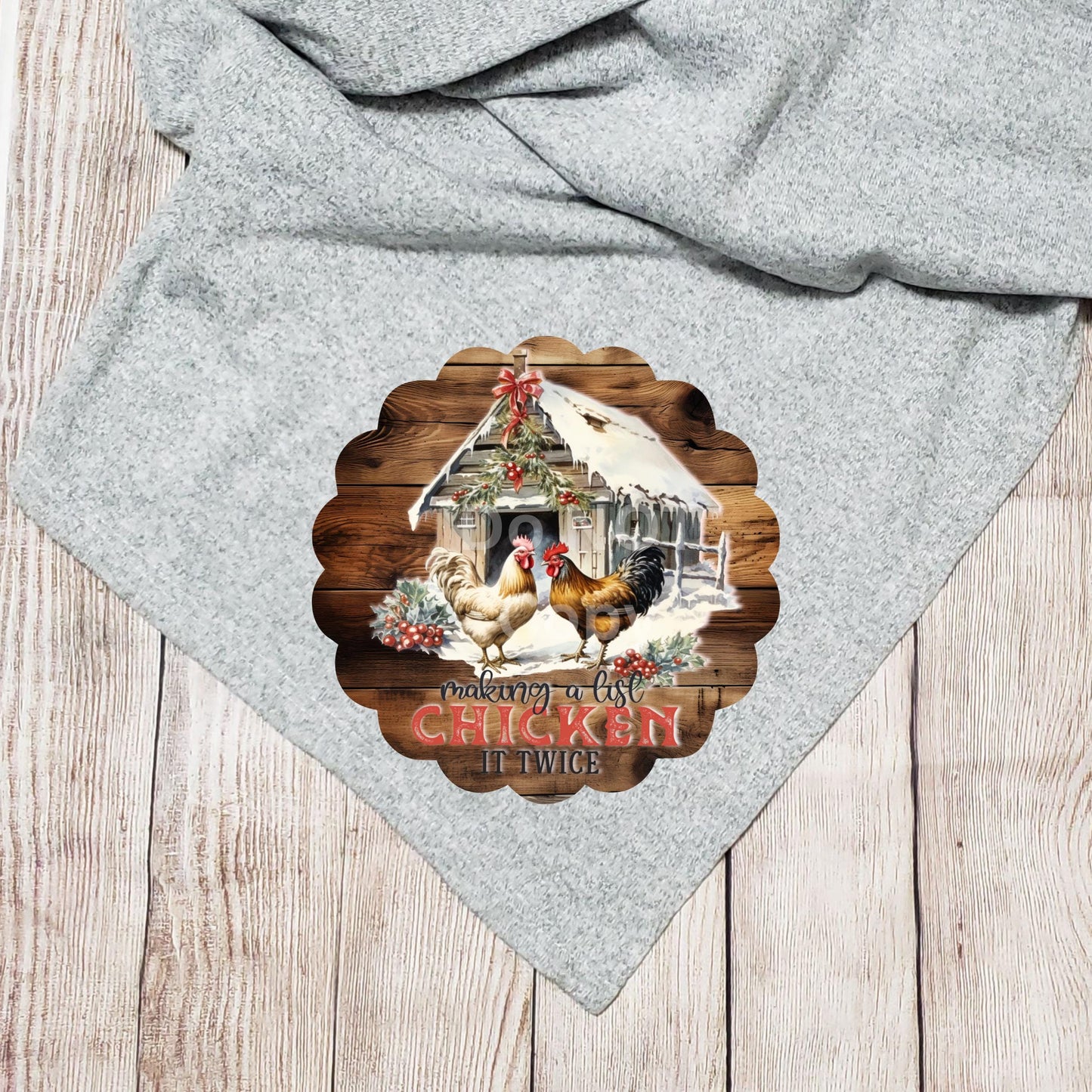 Scallop Blank, Making a List Chicken it Twice, Sign, Sublimation, Digital, PNG, Design, Acrylic, Nightlight, Ornament