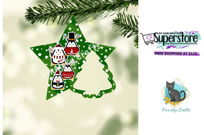 Star with Tree Christmas Ornament Bundle png - Nativity - Penguins - Winter Deer