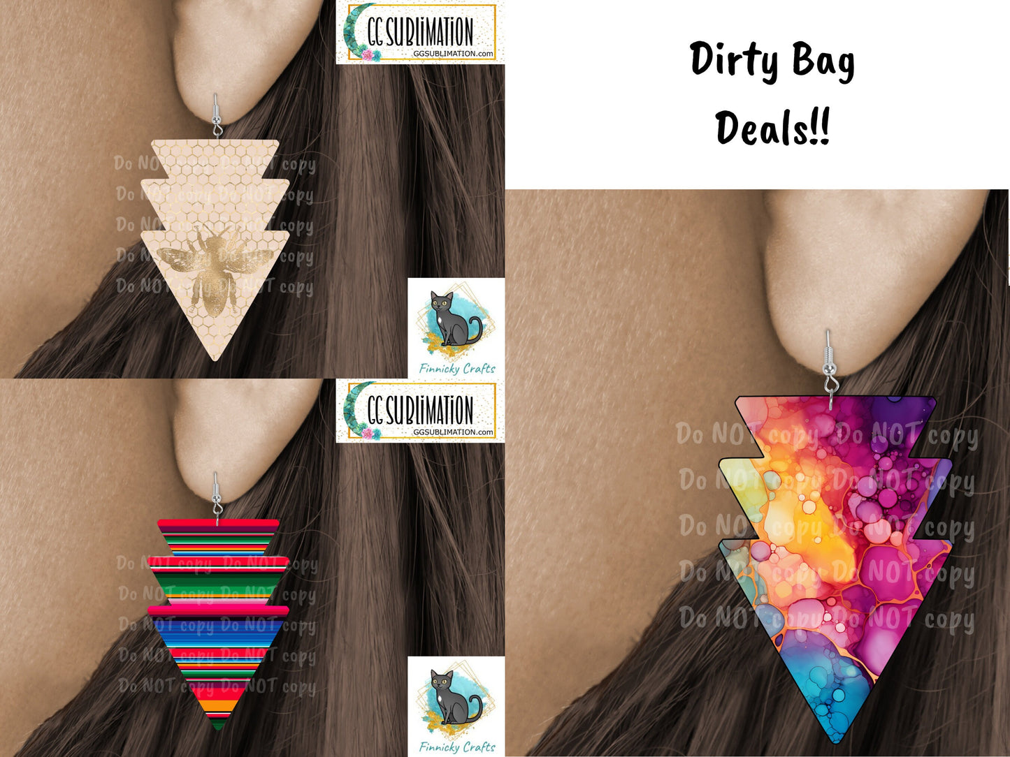 Three Arrow Earrings Bundle Digital Download- Earrings - Bee, alcohol ink, serape