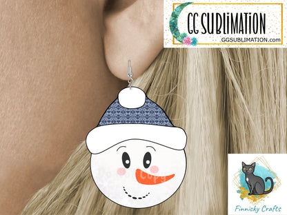 Snowman Design, Snowman Beanie, Winter, Bundle, Sublimation, Digital Design, PNG, Download, Decoration, Earring, Door Hanger, Ornament