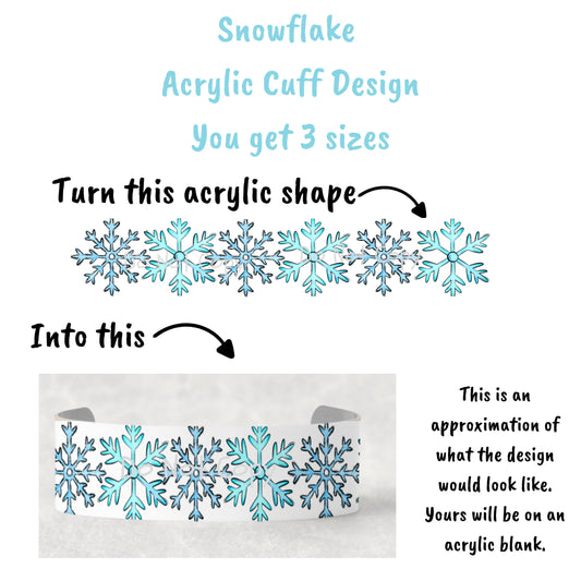 Snowflakes, Bracelet Cuff Sublimation Designs - Small, Medium, Large PNG files - Winter - Christmas