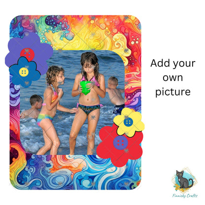Flower Sign, Multicolor Swirl Picture Frame Sublimation Sign