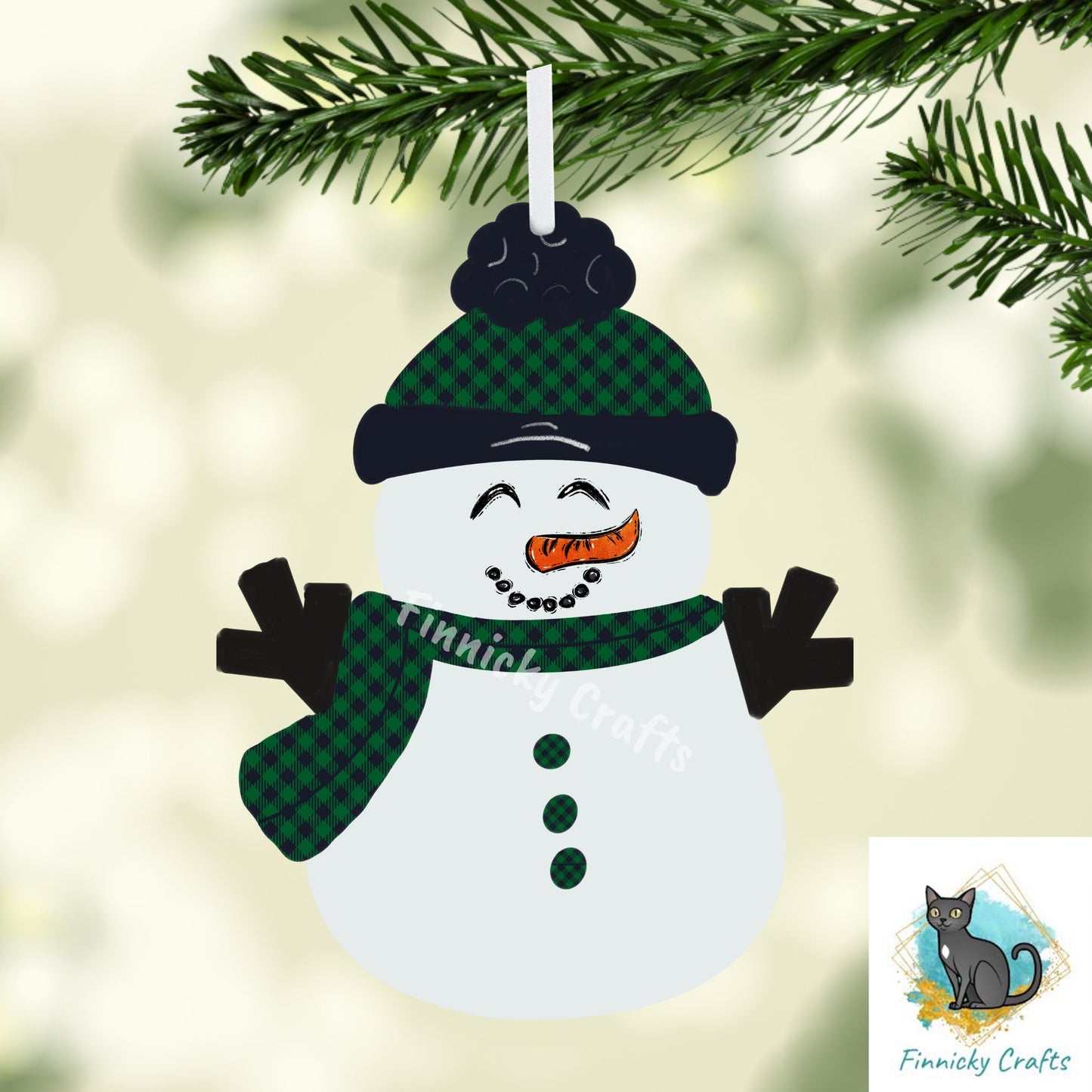 Snowman with hat and scarf - Christmas Winter Ornament, Earrings, Nightlight, Sublimation, Digital, PNG, Design, Download, MDF and Acrylic