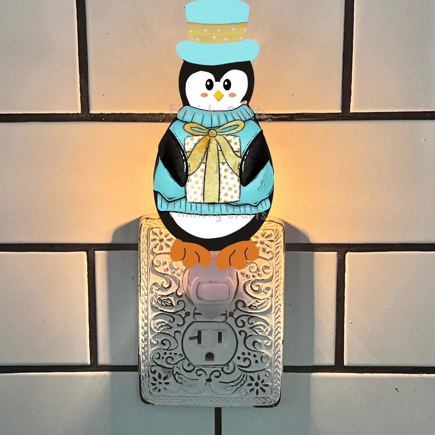 Penguin with green scarf Ornament,  Nightlight, Decoration, Winter, Christmas, gift, Sublimation, Digital, PNG, Design, Download,MDF,Acrylic