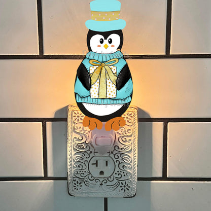 Penguin with green scarf Ornament,  Nightlight, Decoration, Winter, Christmas, gift, Sublimation, Digital, PNG, Design, Download,MDF,Acrylic
