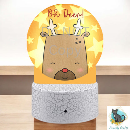Cute Reindeer, Oh Deer, Round Light Base Acrylic, Sign, Sublimation, Digital, PNG, Design, Acrylic, Nightlight