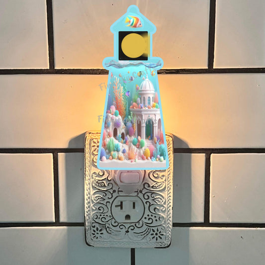 Underwater Lighthouse Sign, Nightlight, Keychain, Earrings, Sublimation, Digital, PNG, Design, Download