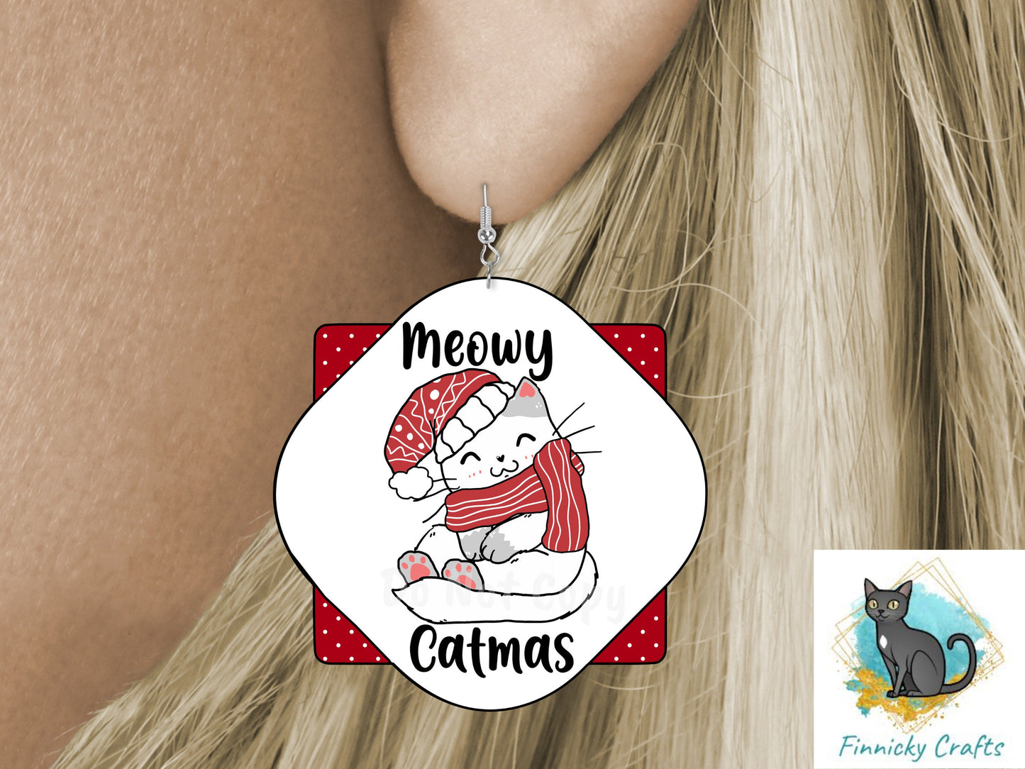 Meowy Catmas Christmas Cat Door Sign PNG, Quatrefoil Door Sign Digital Download for Sublimation, Door Hanger PNG