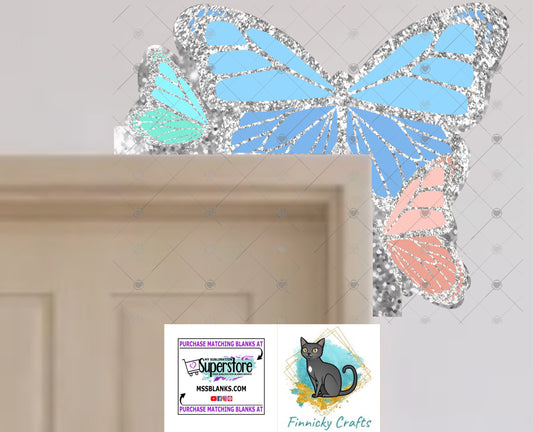 Glitter-look Butterfly Corner Door Sitter- Door Topper - Decoration - Gift - PNG Digital Download for Sublimation