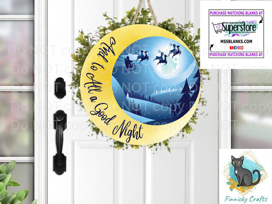 And to all a good night, Round Christmas Sign PNG, Digital Download for Sublimation, Door Hanger, Earrings, Ornament, Badge Reel, Keyring