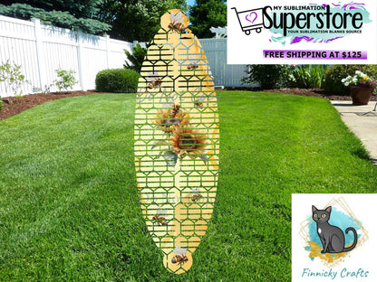 Bees and Beehive Long Oval Wind Spinner Design png