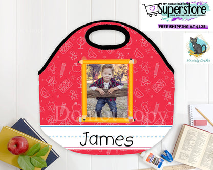 Lunch bag png, Tumbler png, Neoprene, school, customizable, straight tumbler wrap, sublimation, png
