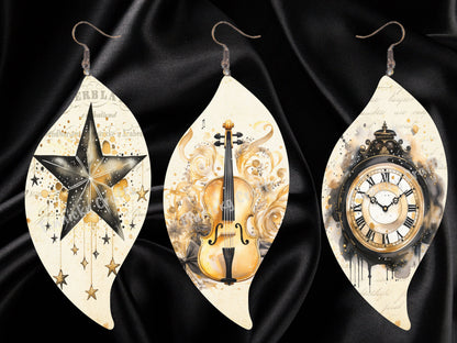 Swirl Bundle, Vintage New Year's Design, Earrings, Keychain, Wall Hanger, Door Hanger, Sublimation, Digital, PNG, Design, Download Only
