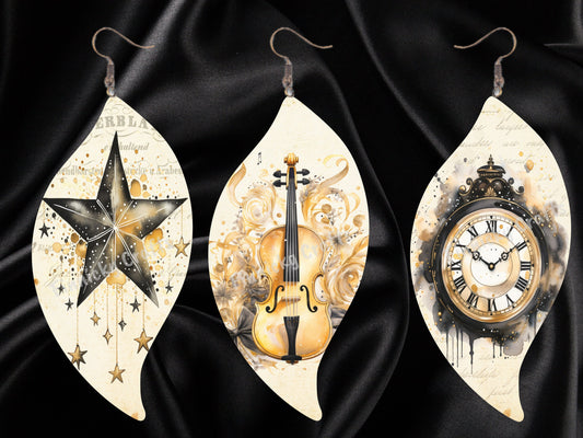 Swirl Bundle, Vintage New Year's Design, Earrings, Keychain, Wall Hanger, Door Hanger, Sublimation, Digital, PNG, Design, Download Only