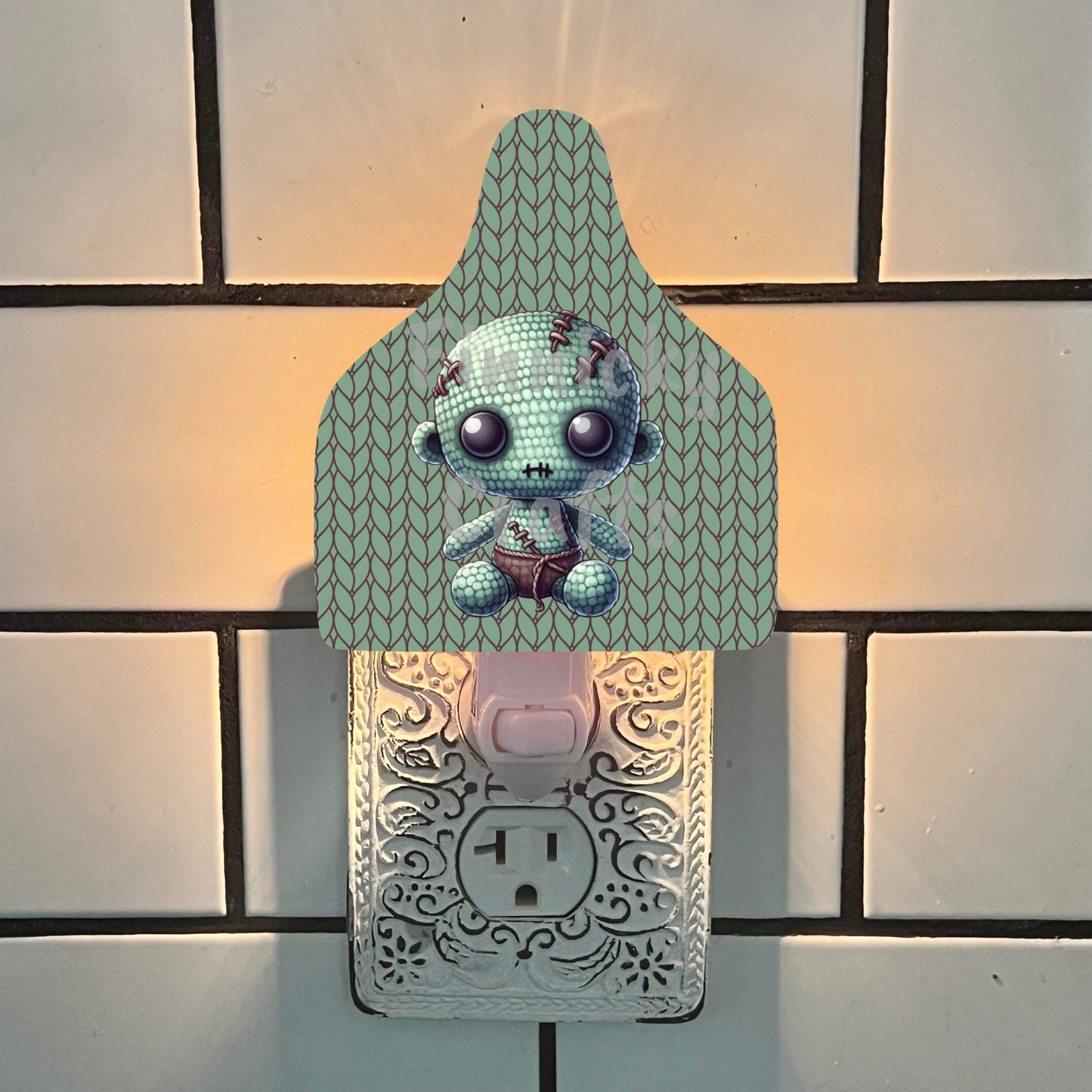 Halloween Cow Tag Shape Bundle png - Sublimation Designs Wall Hanger - Earring Png - Crochet-look Monsters, Frankenstein, Zombies
