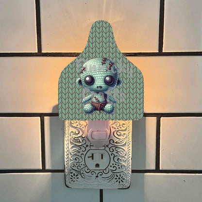 Halloween Cow Tag Shape Bundle png - Sublimation Designs Wall Hanger - Earring Png - Crochet-look Monsters, Frankenstein, Zombies