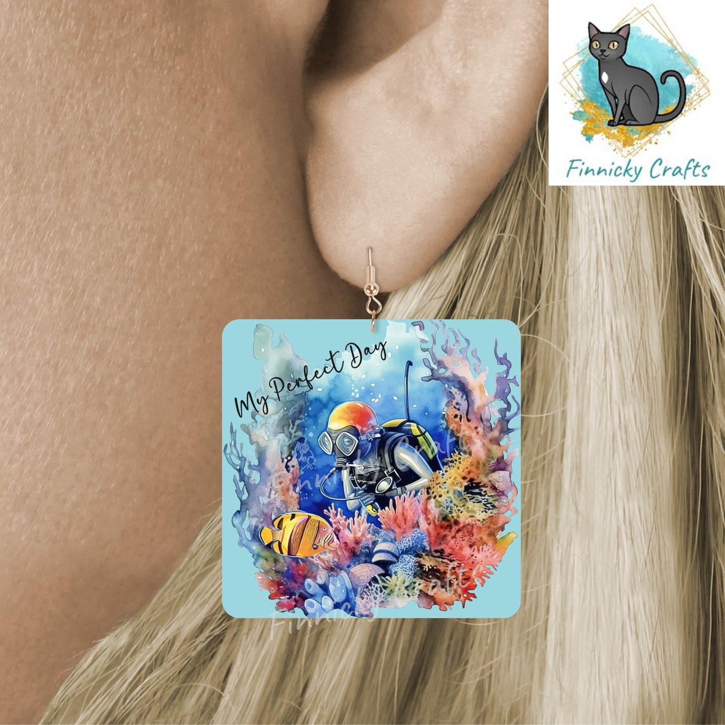 Scuba Diving, My Perfect Day, Rounded Corner Square, Decor, Sublimation, Digital, PNG, Design, Acrylic, Ornament, Night Light