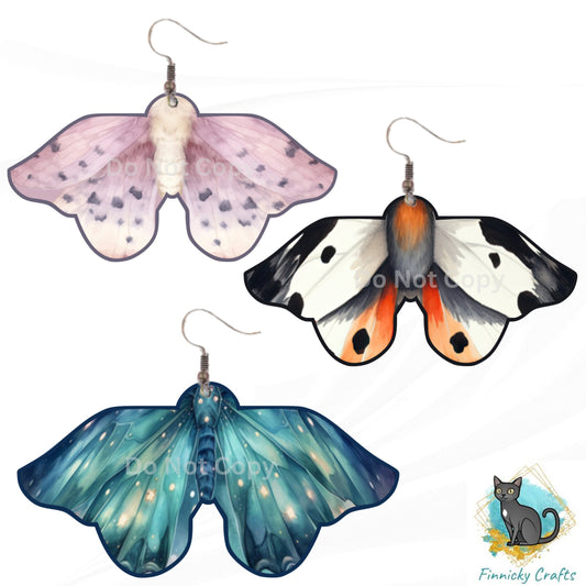 Moth Earring PNG, Bundle, Autumn Design, Moths, Sublimation Design, Acrylic Suncatcher, Night Light, Bag Purse Charm