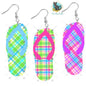 Spring Plaid Flip Flops Earrings Shape  png - Sublimation Designs Earrings Png
