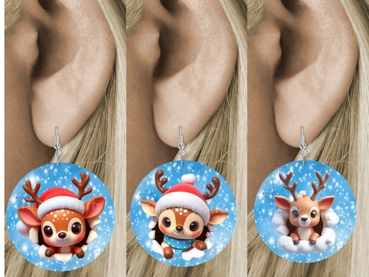 Circle Round 3D Christmas Reindeer Customizable Design Bundle, Sublimation, Digital, PNG, Design, Download