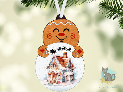 Gingerbread with Bulb, Snow Globe, Gingerbread Man, Digital, PNG, Design, Download, Door Hanger, Ornament, GG Sublimation Blanks
