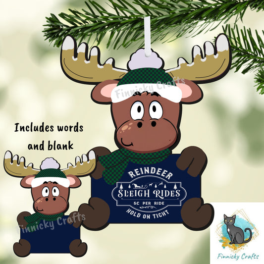 Christmas Moose Ornament, Nightlight, Vent clip, Customizable, words and blank, Sublimation, Digital, PNG, Design, Download, MDF and Acrylic