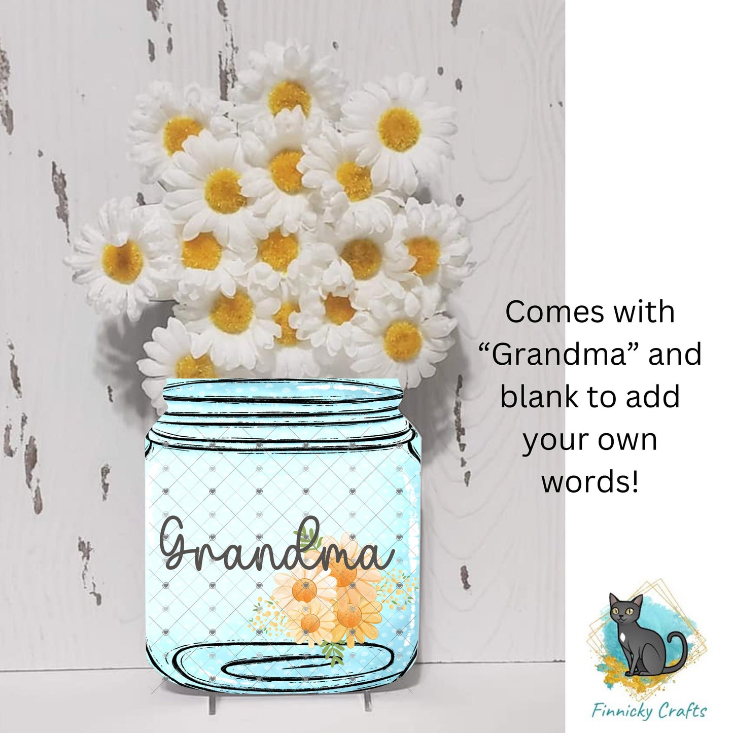 Flower Holder Mason Jar, Mother's Day, Grandma and blank, Customizable, Sublimation, Digital, PNG, Design, Download