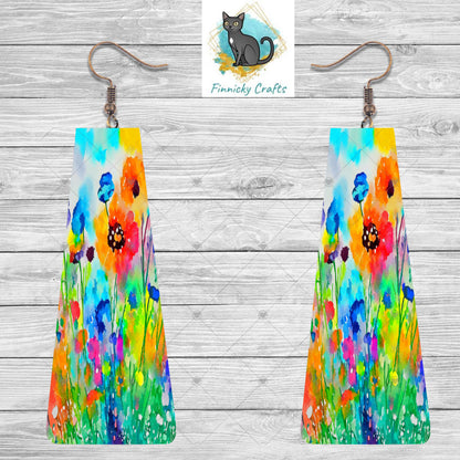 Modern Bar Spring Flowers, Sublimation, Multicolor,  Acrylic, MDF, Digital Design- Earrings